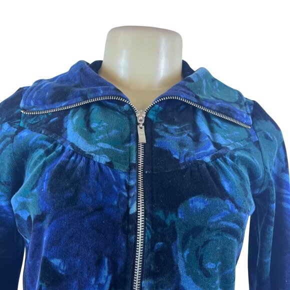 Style & Co Blue Floral Zip-Up Cotton/Polyester Comfortable Sweater Sz S - Picture 4 of 7